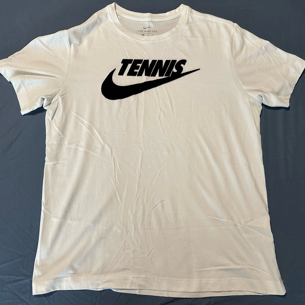 Nike White Tee with Black‎ Tennis Logo
